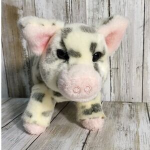 Douglas Cuddle Toys Plush Pig Spotted Black Gray Cream Stuffed Animal Toy